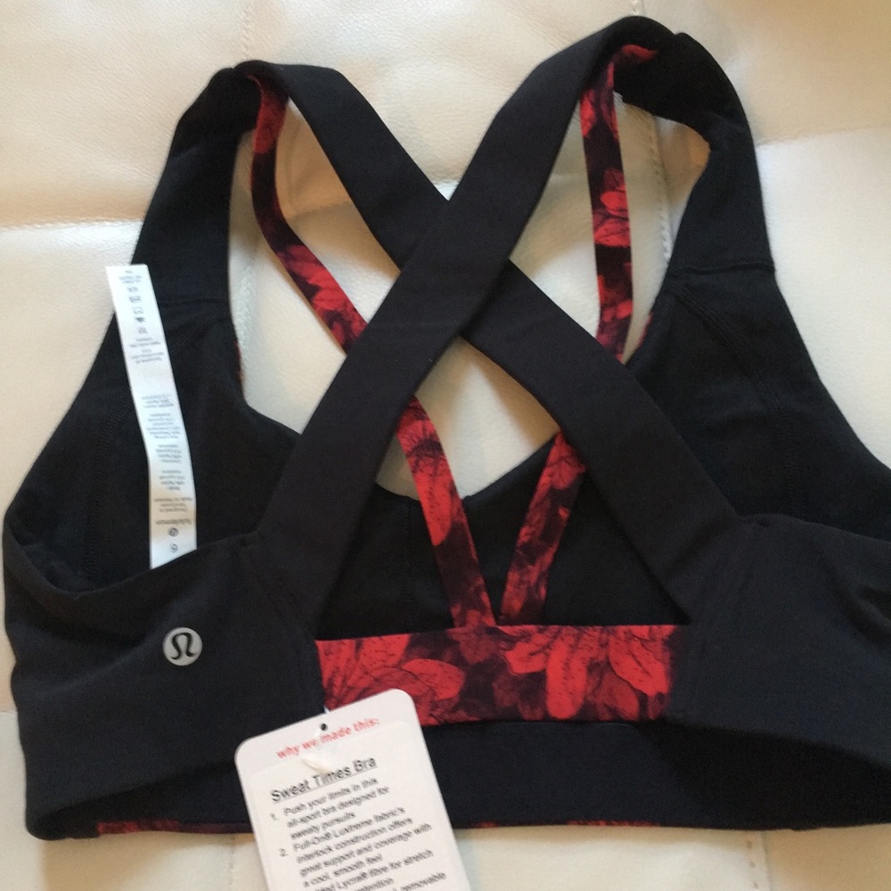 NWT RED LULULEMON SWEAT TIMES BRA BLACK CARMINE - Picture 4 of 7